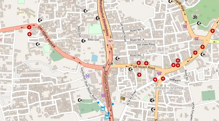 Map of the streets around Chattogram Bike Point in GEC